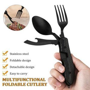 Multitool Outdoor Camping Utensils Portable 4 in 1 Stainless Steel Foldable